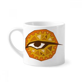 Dıythinker 170 ml Beyaz Mısır Gözü Totem Soyut Desenli Mini Kahve Seramik Kupa