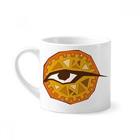 Dıythinker 170 ml Beyaz Mısır Gözü Totem Soyut Desenli Mini Kahve Seramik Kupa