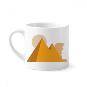 Dıythinker 170 ml Beyaz Mısır Sarı Sfenks Piramitleri Güneş Mini Kahve Seramik Kupa