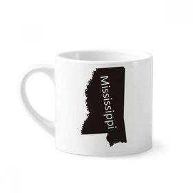 Dıythinker 170 ml Beyaz Mississippi ABD Haritası Silüeti Mini Kahve Seramik Kupa