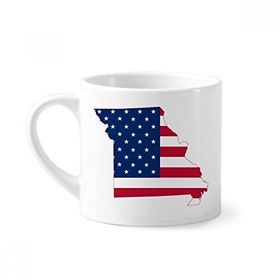 Dıythinker 170 ml Beyaz Missouri ABD Haritası Yıldızlar ve Çizgiler Bayrak Şekilli Mini Kahve Seramik Kupa