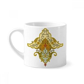 Dıythinker 170 ml Beyaz Modern Çiçek Paralel Barok Desenli Mini Kahve Seramik Kupa