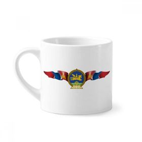 Dıythinker 170 ml Beyaz Moğolistan Ulusal Amblem Ülke Sembolü Mini Kahve Seramik Kupa