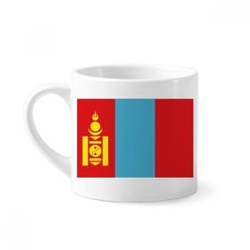 Dıythinker 170 ml Beyaz Moğolistan Ulusal Bayrağı Asya Ülke Mini Kahve Seramik Kupa