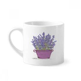 Dıythinker 170 ml Beyaz Mor Lavanta Saksısı Çiçek Bitki Mini Kahve Seramik Kupa