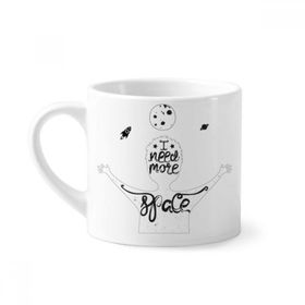 Dıythinker 170 ml Beyaz More Space Siyah Beyaz Alıntı Mini Kahve Seramik Kupa