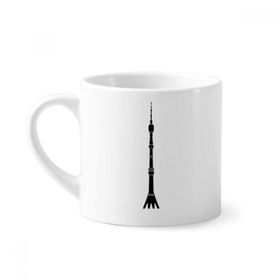 Dıythinker 170 ml Beyaz Moscow Ostankino Kulesi Mini Kahve Seramik Kupa