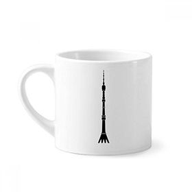 Dıythinker 170 ml Beyaz Moscow Ostankino Kulesi Mini Kahve Seramik Kupa