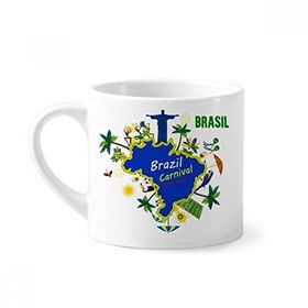 Dıythinker 170 ml Beyaz Mount Corcovado Brezilya Haritaları Brezilya Karnaval Mini Kahve Seramik Kupa