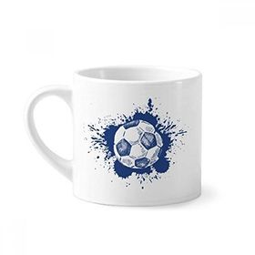 Dıythinker 170 ml Beyaz Mürekkep Çizgi Film Futbol Mavi Futbol Mini Kahve Seramik Kupa
