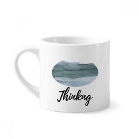 Dıythinker 170 ml Beyaz Mürekkep Soyut Bitkiler Sanat Desen Mini Kahve Seramik Kupa