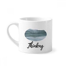Dıythinker 170 ml Beyaz Mürekkep Soyut Bitkiler Sanat Desen Mini Kahve Seramik Kupa
