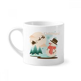 Dıythinker 170 ml Beyaz Mutlu Noeller Kardan Adam Ağaç Desenli Mini Kahve Seramik Kupa