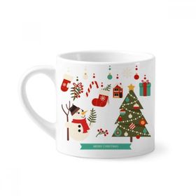 Dıythinker 170 ml Beyaz Mutlu Noeller Kardan Adam Desenli Mini Kahve Seramik Kupa