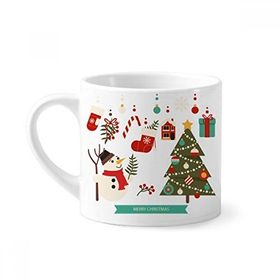 Dıythinker 170 ml Beyaz Mutlu Noeller Kardan Adam Desenli Mini Kahve Seramik Kupa