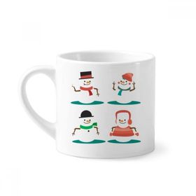 Dıythinker 170 ml Beyaz Mutlu Noeller Kardan Adam Festival Desenli Mini Kahve Seramik Kupa