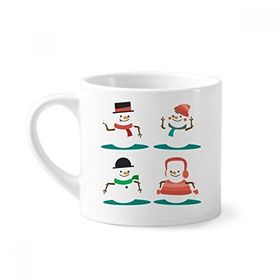 Dıythinker 170 ml Beyaz Mutlu Noeller Kardan Adam Festival Desenli Mini Kahve Seramik Kupa