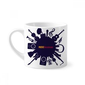 Dıythinker 170 ml Beyaz Müzik Enstrümanları Çılgın Mavi İllüstrasyon Mini Kahve Seramik Kupa
