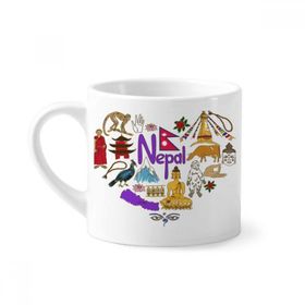 Dıythinker 170 ml Beyaz Nepal Aşk Kalp Landscap Ulusal Bayrak Mini Kahve Seramik Kupa