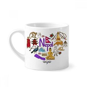 Dıythinker 170 ml Beyaz Nepal Aşk Kalp Landscap Ulusal Bayrak Mini Kahve Seramik Kupa