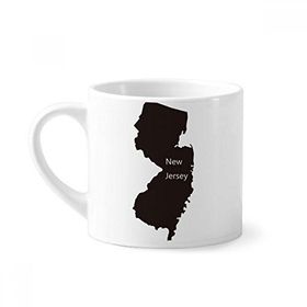 Dıythinker 170 ml Beyaz New Jersey ABD Haritası Silüeti Mini Kahve Seramik Kupa