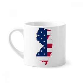 Dıythinker 170 ml Beyaz New Jersey ABD Haritası Yıldızlar Çizgili Bayrak Şekilli Mini Kahve Seramik Kupa