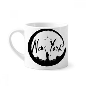 Dıythinker 170 ml Beyaz New York ABD Özgürlük Silüeti Mini Kahve Seramik Kupa