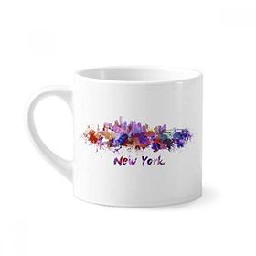 Dıythinker 170 ml Beyaz New York America City Suluboya Mini Kahve Seramik Kupa