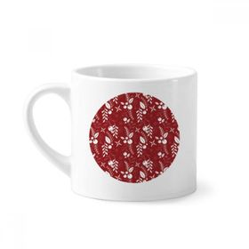 Dıythinker 170 ml Beyaz Noel Kırmızı Desen Beyaz Dekorasyon Mini Kahve Seramik Kupa