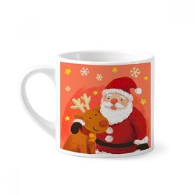 Dıythinker 170 ml Beyaz Noel Noel Baba Kar Tanesi Geyik Festivali Mini Kahve Seramik Kupa