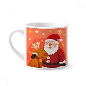 Dıythinker 170 ml Beyaz Noel Noel Baba Kar Tanesi Geyik Festivali Mini Kahve Seramik Kupa