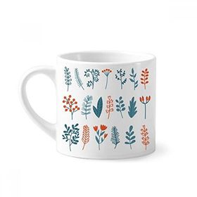 Dıythinker 170 ml Beyaz Noel Renkli Bitki Yaprağı İllüstrasyon Mini Kahve Seramik Kupa