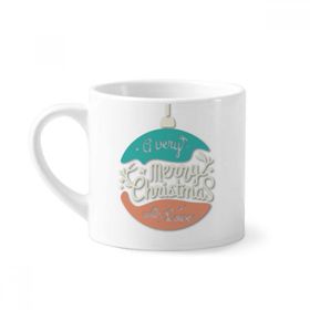 Dıythinker 170 ml Beyaz Noel Renkli Çelenk Soyut İllüstrasyon Mini Kahve Seramik Kupa