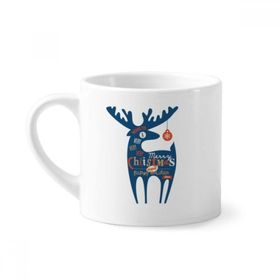 Dıythinker 170 ml Beyaz Noel Tatili Mavi Geyik Mini Kahve Seramik Kupa