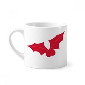 Dıythinker 170 ml Beyaz Noel Yaprağı Kırmızı Festival Mini Kahve Seramik Kupa