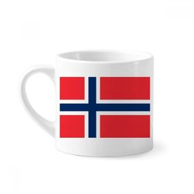 Dıythinker 170 ml Beyaz Norveç Ulusal Bayrağı Avrupa Ülke Mini Kahve Seramik Kupa