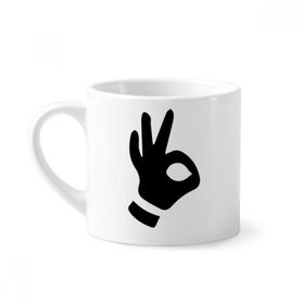 Dıythinker 170 ml Beyaz OK Jest Silüeti Desenli Mini Kahve Seramik Kupa