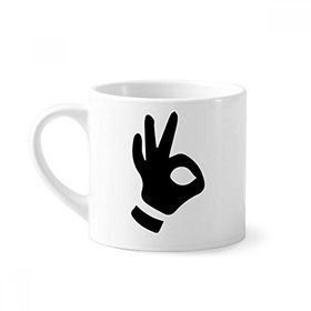 Dıythinker 170 ml Beyaz OK Jest Silüeti Desenli Mini Kahve Seramik Kupa