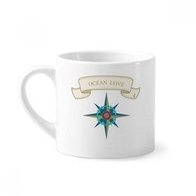 Dıythinker 170 ml Beyaz Okyanus Aşk Deniz Yelkenli Pusula Desenli Mini Kahve Seramik Kupa
