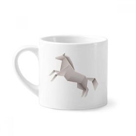 Dıythinker 170 ml Beyaz Origami Geometrik Soyut Ev Desenli Mini Kahve Seramik Kupa