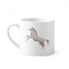 Dıythinker 170 ml Beyaz Origami Geometrik Soyut Ev Desenli Mini Kahve Seramik Kupa
