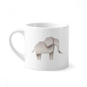 Dıythinker 170 ml Beyaz Origami Geometrik Soyut Fil Desenli Mini Kahve Seramik Kupa