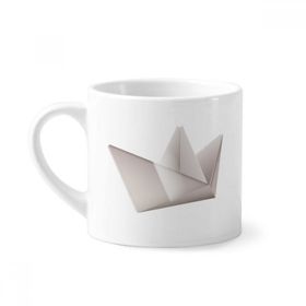 Dıythinker 170 ml Beyaz Origami Geometrik Soyut Gemi Desenli Mini Kahve Seramik Kupa