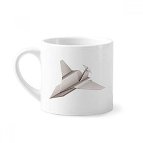 Dıythinker 170 ml Beyaz Origami Geometrik Soyut Uçak Desenli Mini Kahve Seramik Kupa