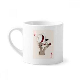 Dıythinker 170 ml Beyaz Oyun Kartları Elmas J Desenli Mini Kahve Seramik Kupa