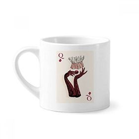 Dıythinker 170 ml Beyaz Oyun Kartları Elmas Q Desenli Mini Kahve Seramik Kupa