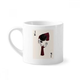 Dıythinker 170 ml Beyaz Oyun Kartları Kulüp J Desenli Mini Kahve Seramik Kupa