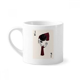 Dıythinker 170 ml Beyaz Oyun Kartları Kulüp J Desenli Mini Kahve Seramik Kupa
