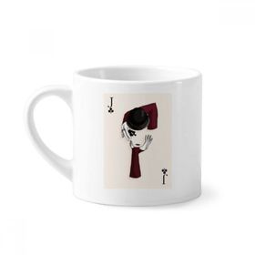 Dıythinker 170 ml Beyaz Oyun Kartları Kürek J Desenli Mini Kahve Seramik Kupa