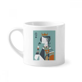 Dıythinker 170 ml Beyaz Oyun Kartları Q İllüstrasyon Desenli Mini Kahve Seramik Kupa